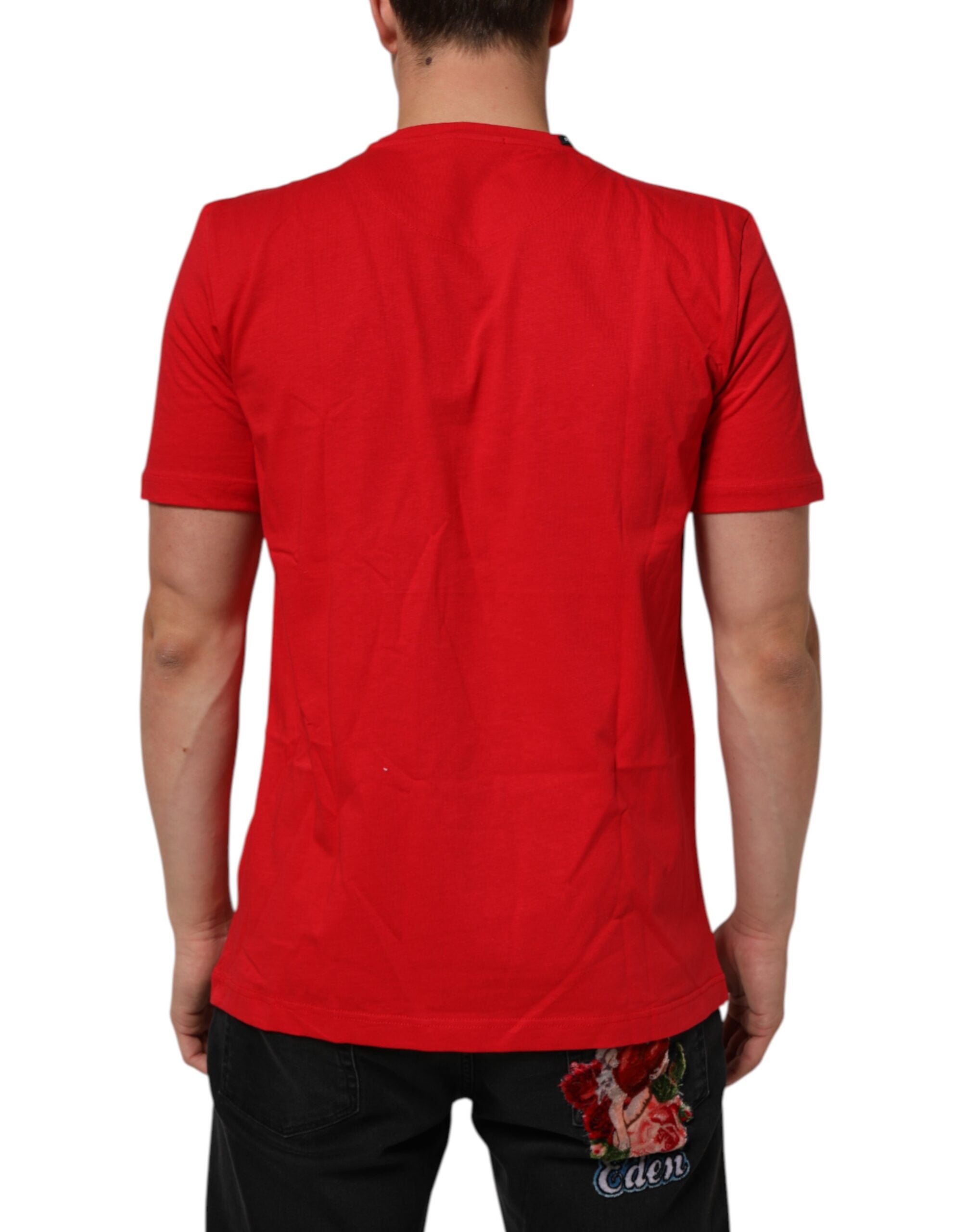 Dolce & Gabbana Rotes Goodluck 2023 Baumwoll-T-Shirt mit Rundhalsausschnitt